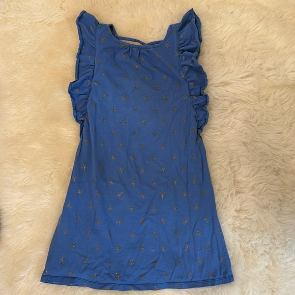 Tea Collection flutter sleeve blue dress with gold foil stars patterns, size 10 - Picture 5 of 9